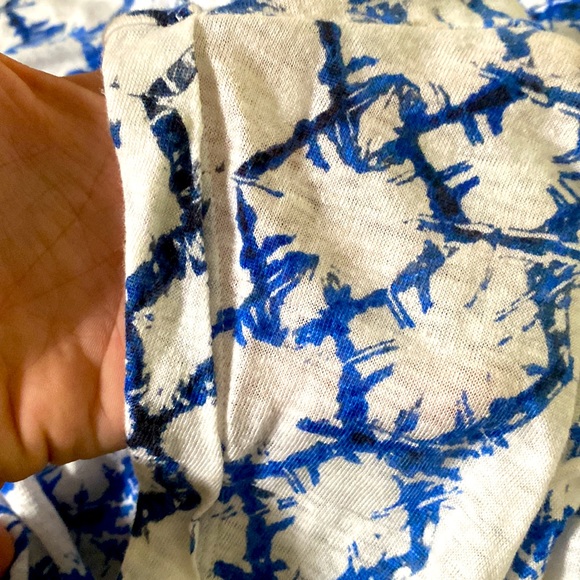 Rebecca Taylor Kaleidoscope Pattern Linen T-Shirt💙🤍💙 - Picture 5 of 6